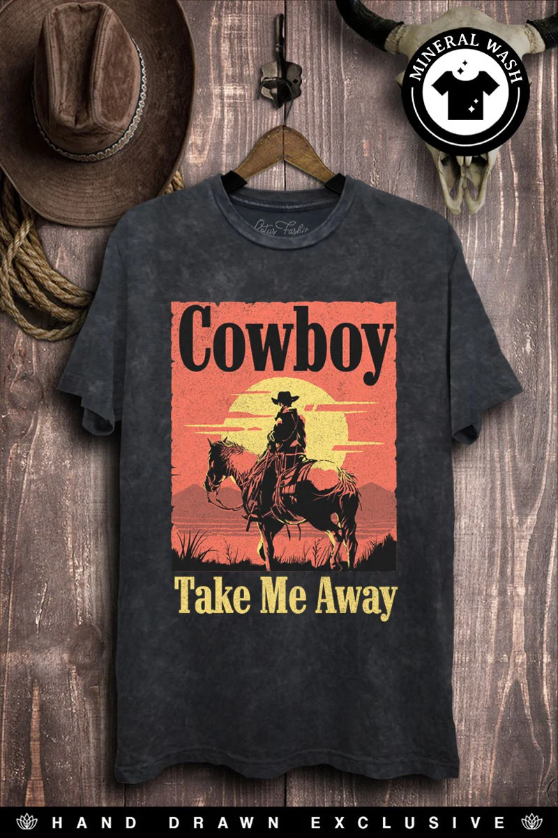 Acid Wash Cowboy Take Me Away Graphic Tee