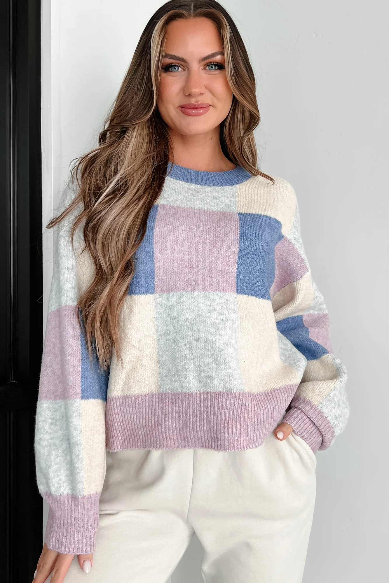 Solving The Puzzle Colorblock Sweater (Blue Multi)