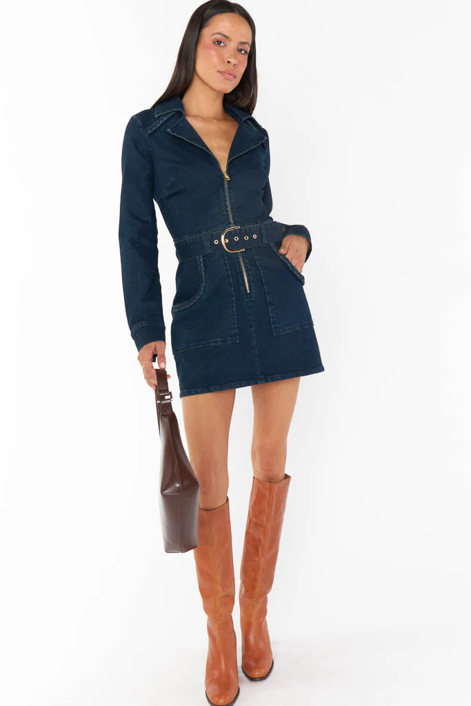 Show Me Your Mumu Outlaw Long Sleeve Denim Dress