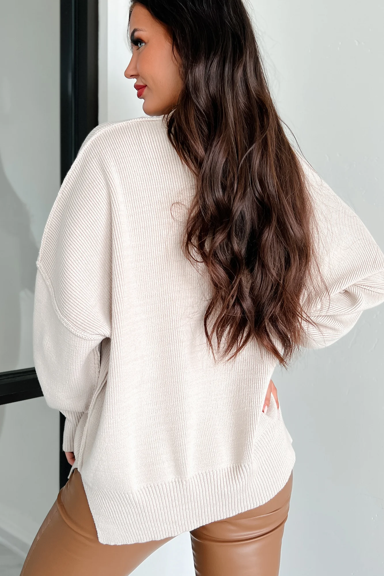 Auden Oversized Zenana Sweater (Sand Beige)