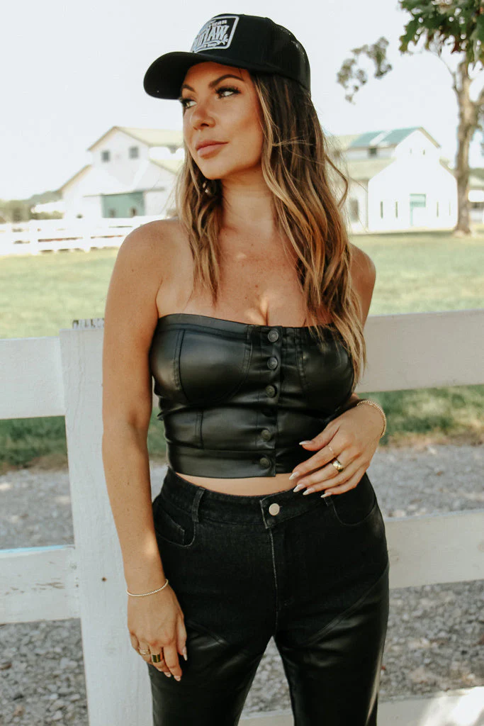 Pamela Faux Leather Tube Top