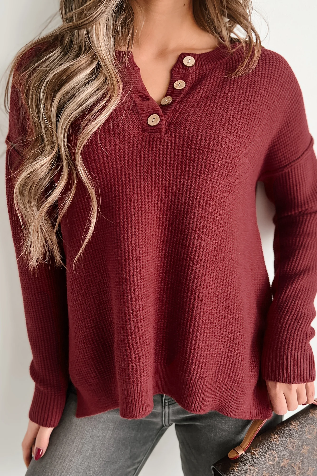 Joni Henley Sweater (Burgundy)