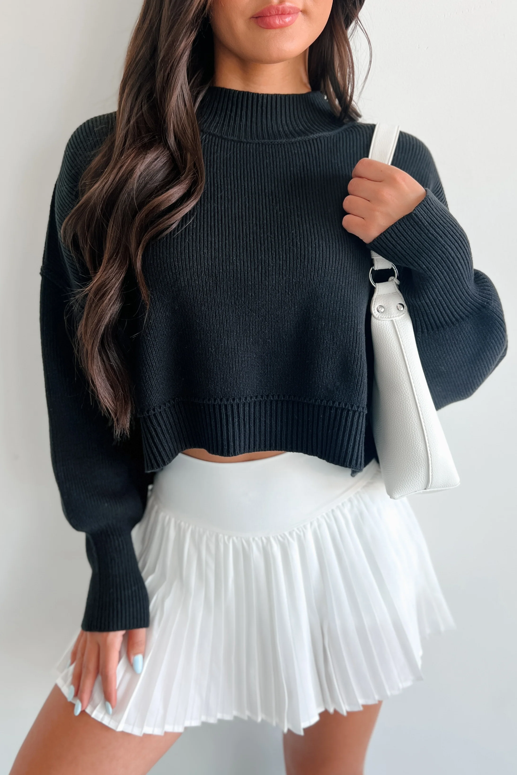 Cheerful Charm Oversized Zenana Crop Sweater (Black)