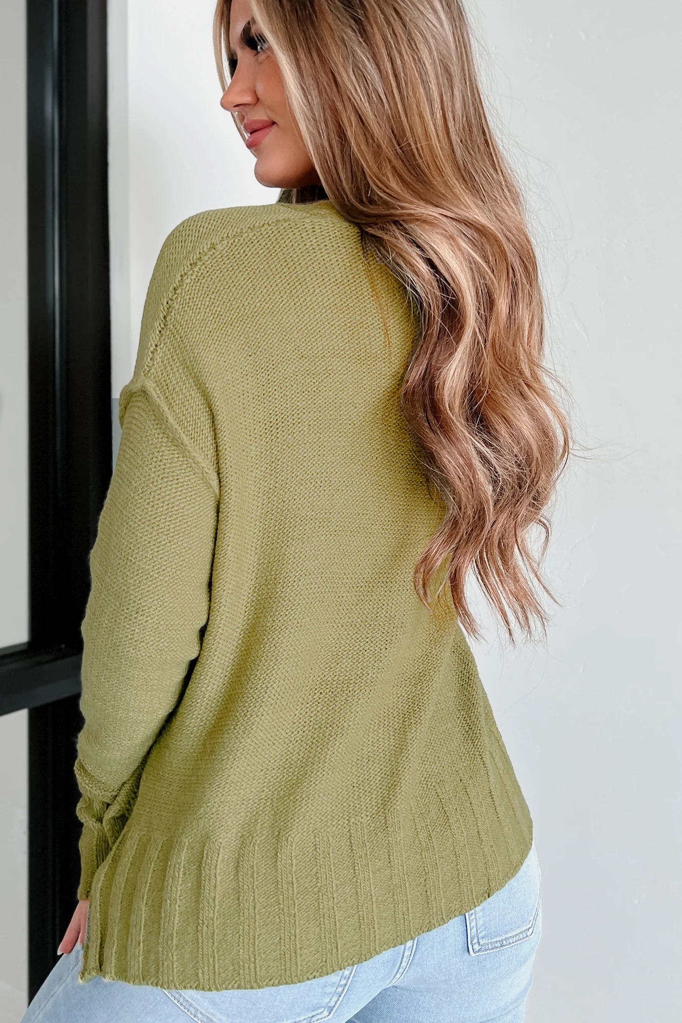 Say No More Button Front Sweater Cardigan (Light Olive)