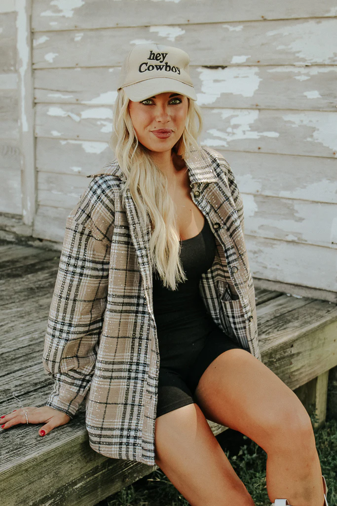 Sasha Plaid Sequin Shacket