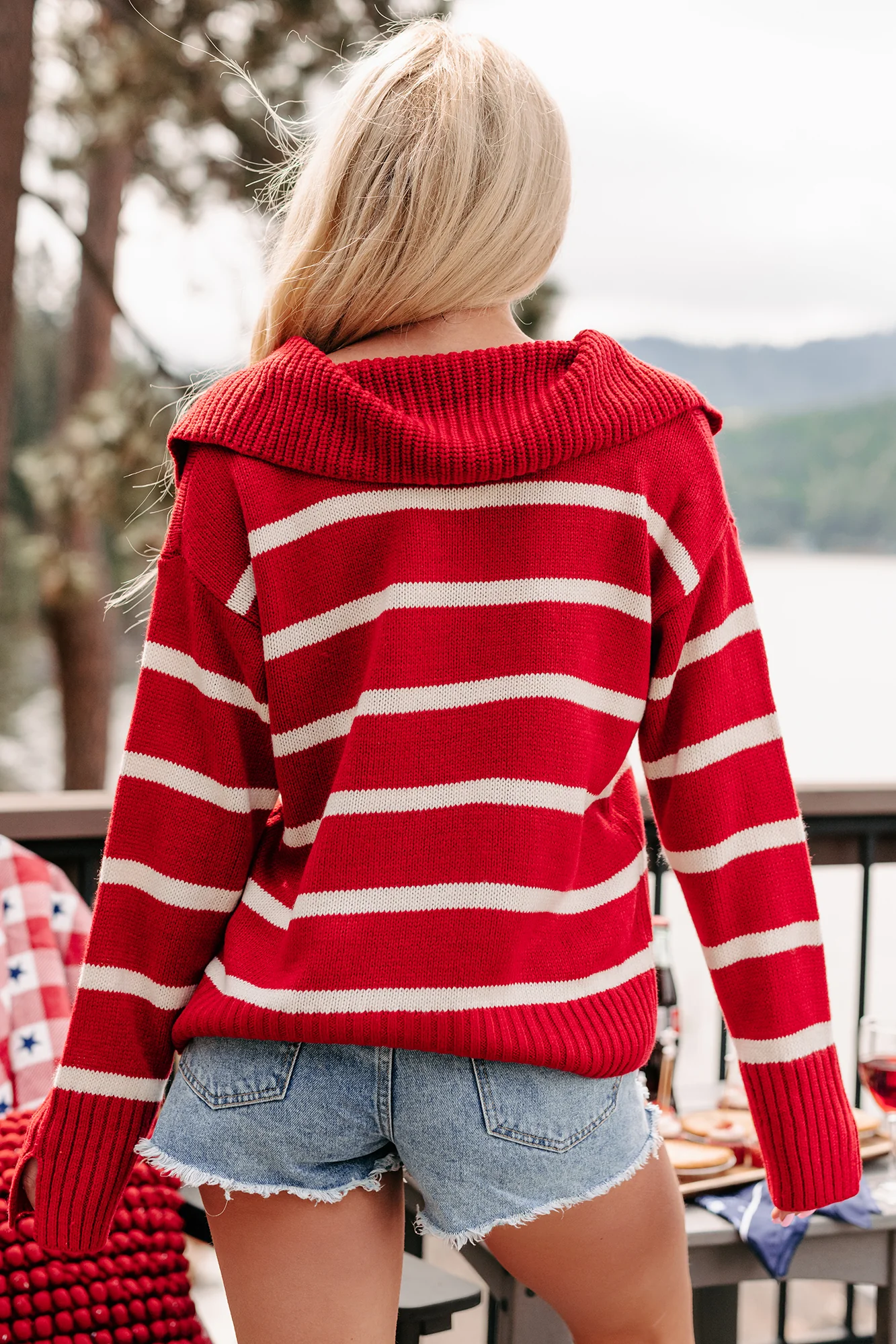Daily Impression Striped Sweater (Red/White)