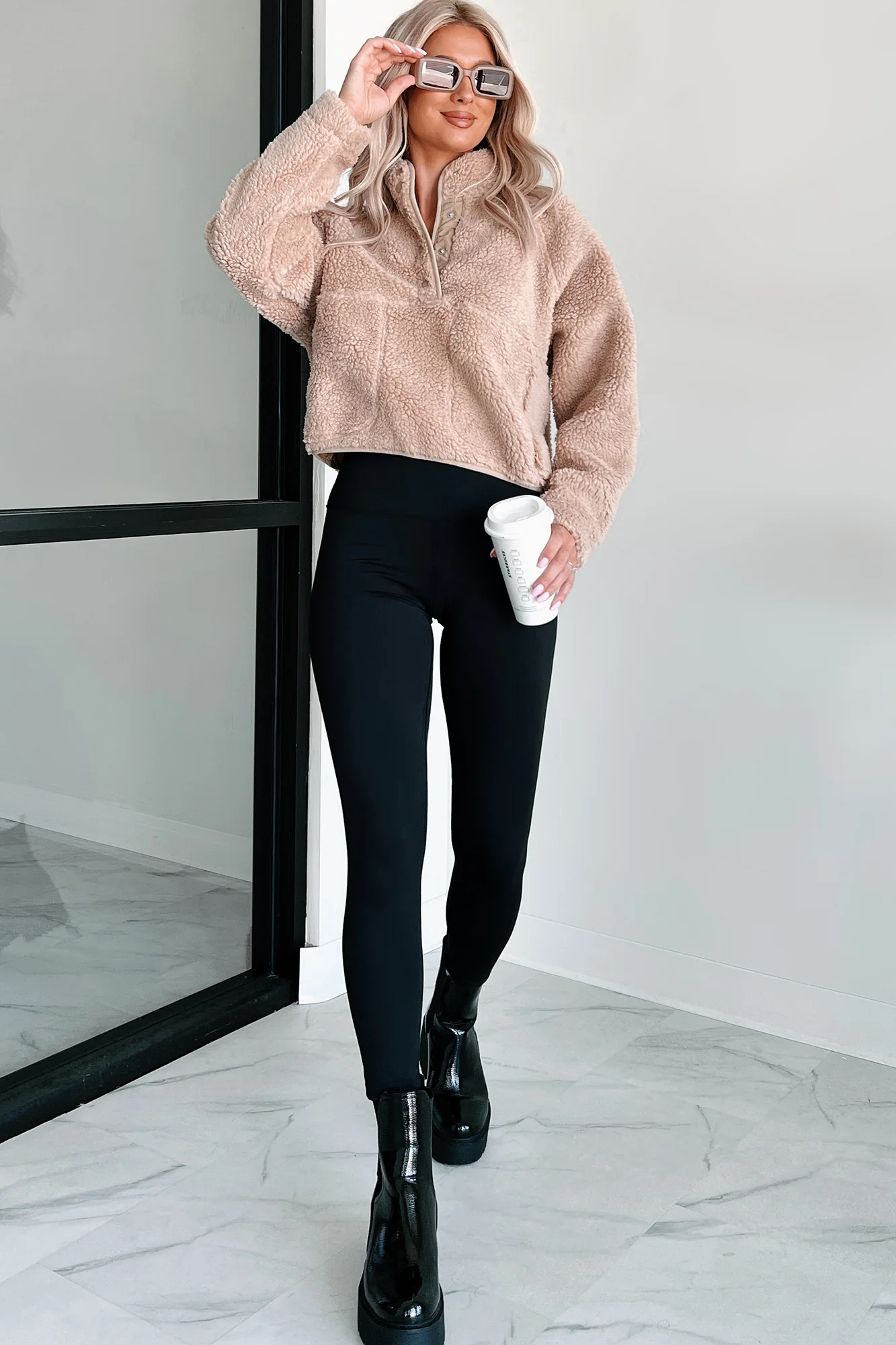 My Cozy Life Sherpa Teddy Pullover (Beige)