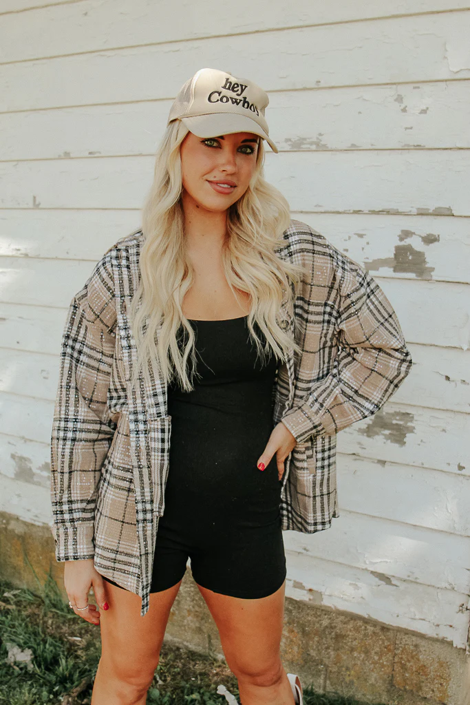 Sasha Plaid Sequin Shacket