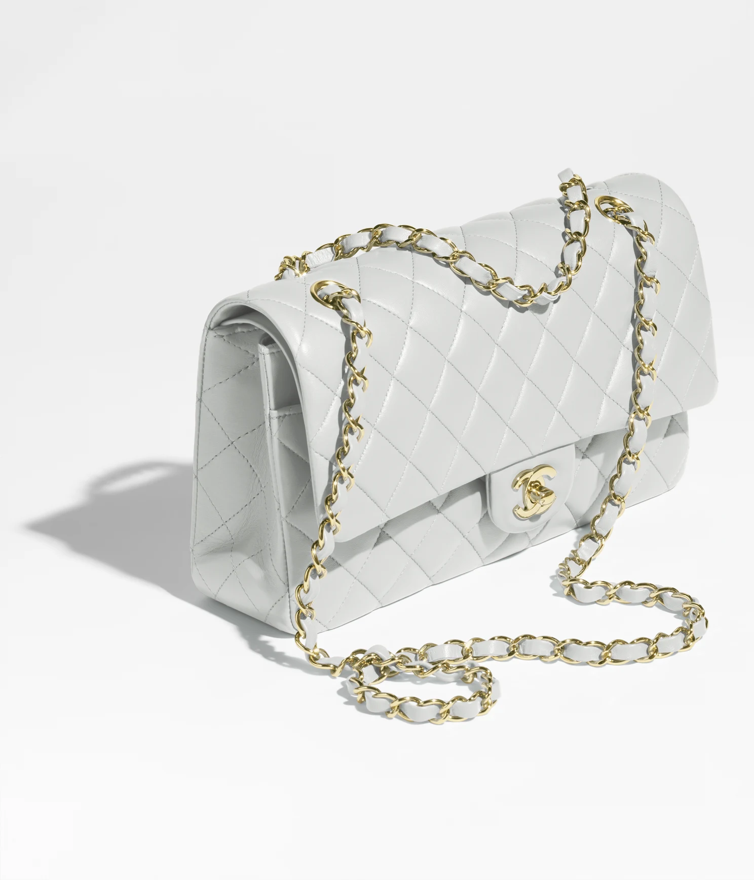 CLASSIC HANDBAG Lambskin & Gold-Tone Metal Light Blue