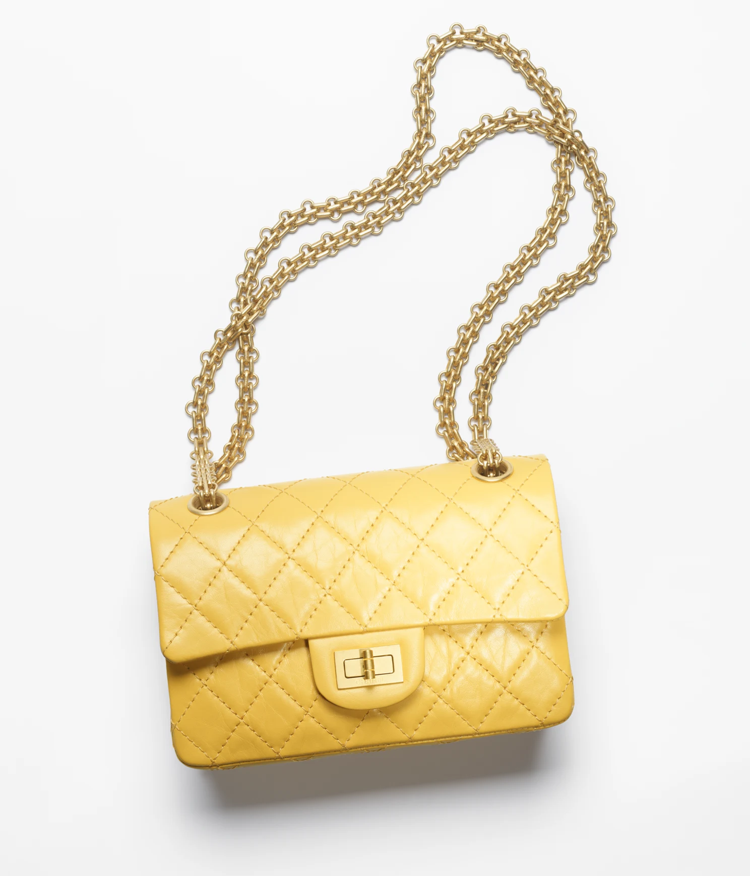 MINI 2.55 HANDBAG Aged Calfskin & Gold-Tone Metal Yellow