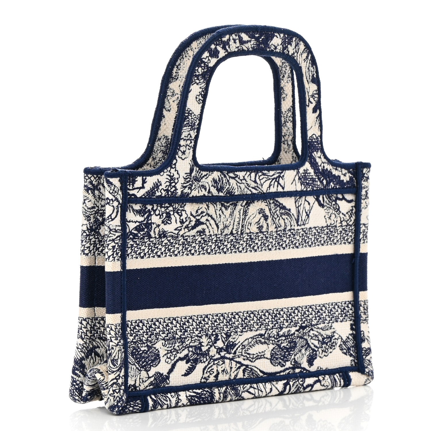 CHRISTIAN DIOR Canvas Embroidered Mini Toile De Jouy Book Tote Blue