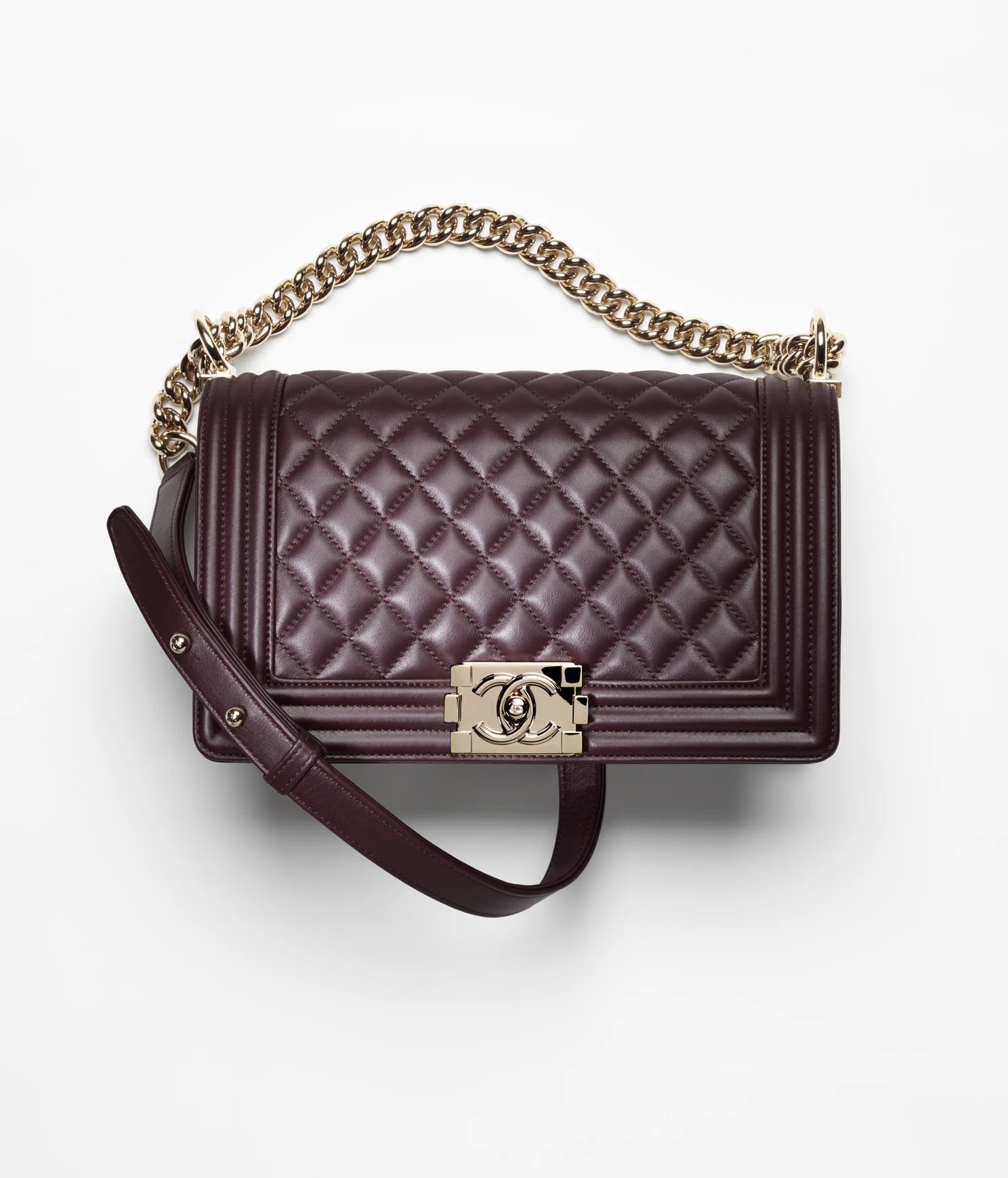 BOY CHANEL HANDBAG Calfskin & Gold-Tone Metal Dark Purple