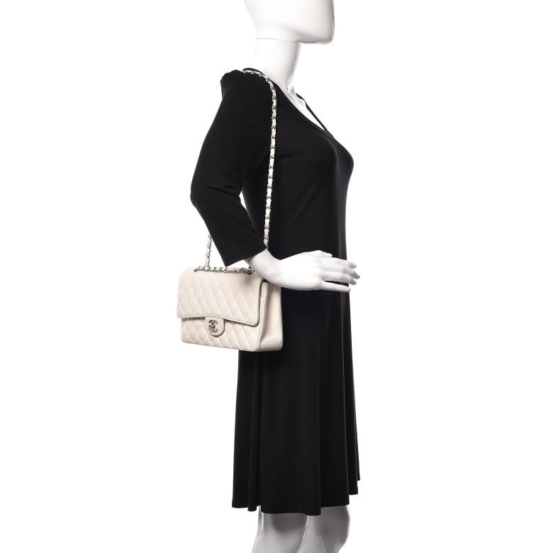 Chanel classic chain bag white