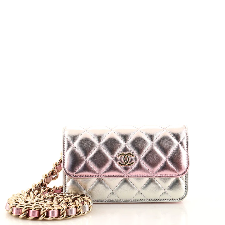 Chanel Coco Punk Chain Clutch Quilted Gradient Metallic Lambskin