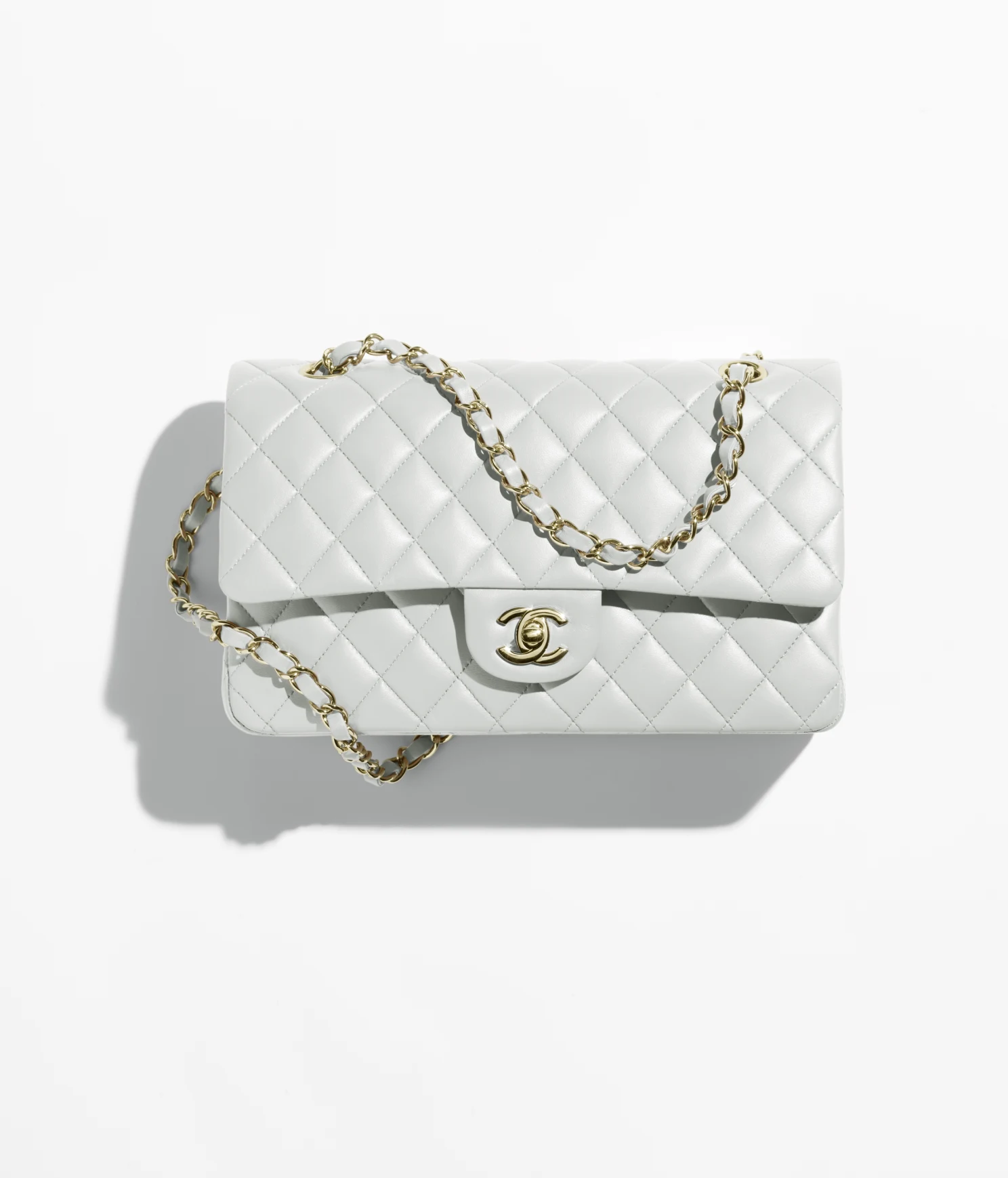 CLASSIC HANDBAG Lambskin & Gold-Tone Metal Light Blue