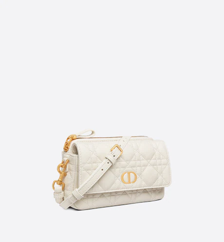 DIOR CARO POUCH Latte Supple Cannage Calfskin