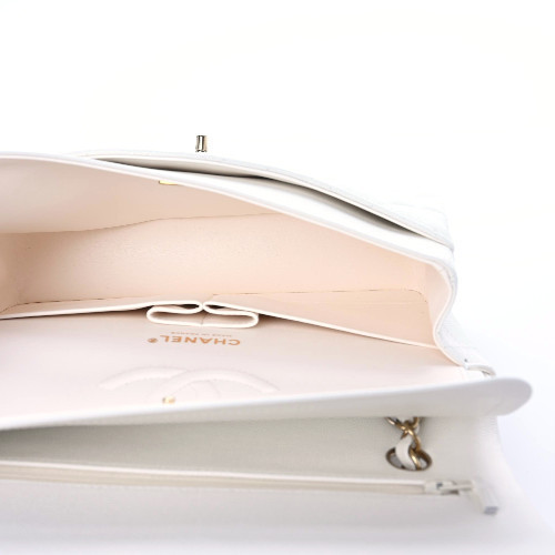 Chanel classic chain bag white