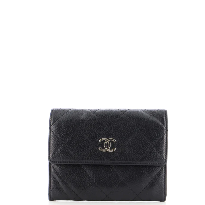 Chanel CC Compact Wallet Quilted Caviar