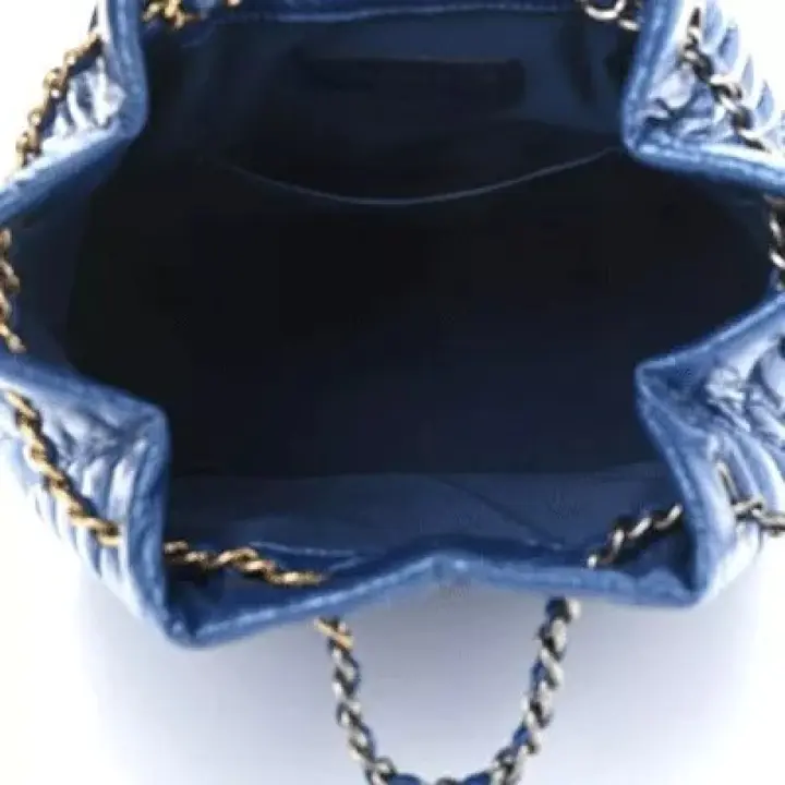 CHANEL Iridescent Aged Calfskin Chevron Quilted Small Gabrielle Backpack Blue