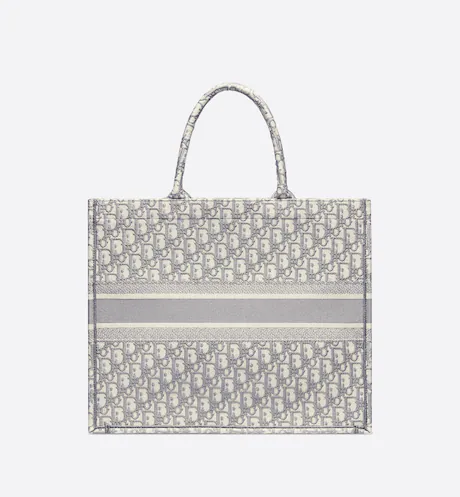 LARGE DIOR BOOK TOTE Gray Dior Oblique Embroidery (42 x 35 x 18.5 cm)