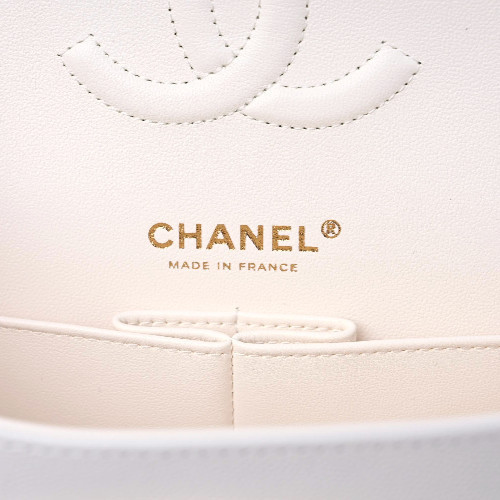 Chanel classic chain bag white
