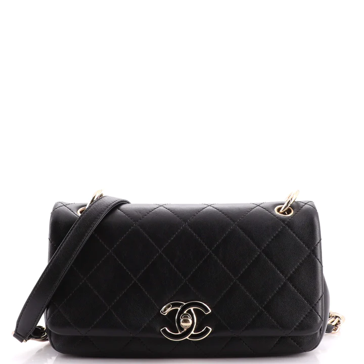 Chanel Twist Chain Enamel CC Flap Bag Quilted Lambskin Medium