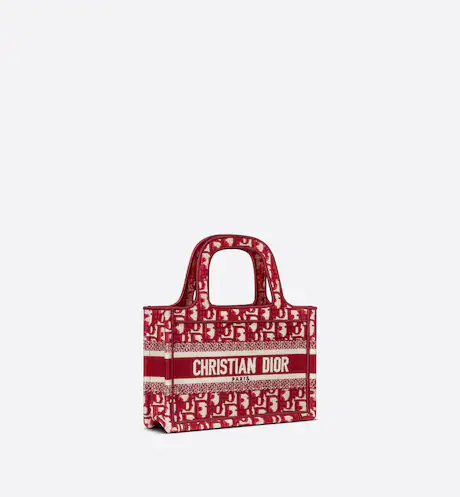MINI DIOR BOOK TOTE Burgundy Dior Oblique Embroidery (22.5 x 15 x 6 cm)