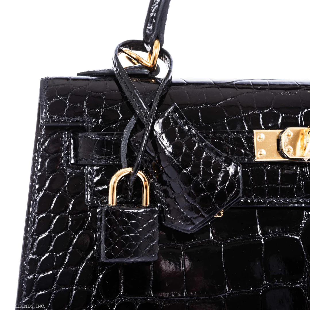 Hermès Kelly 25 Sellier Black Alligator Gold Hardware
