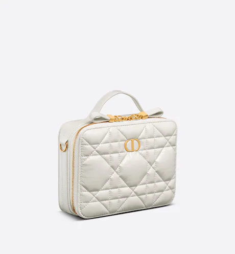 DIOR CARO BOX BAG Latte Quilted Macrocannage Calfskin