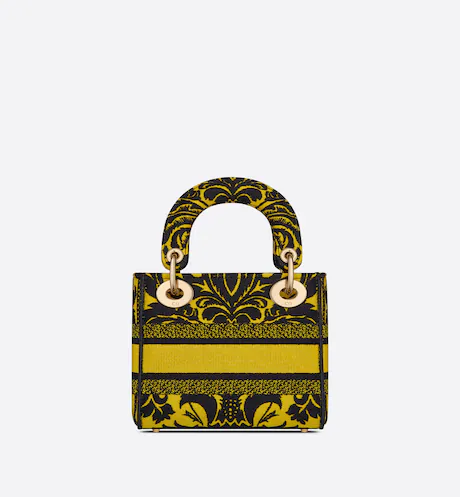 MINI LADY D-LITE BAG Yellow Multicolor Ornamental Embroidery