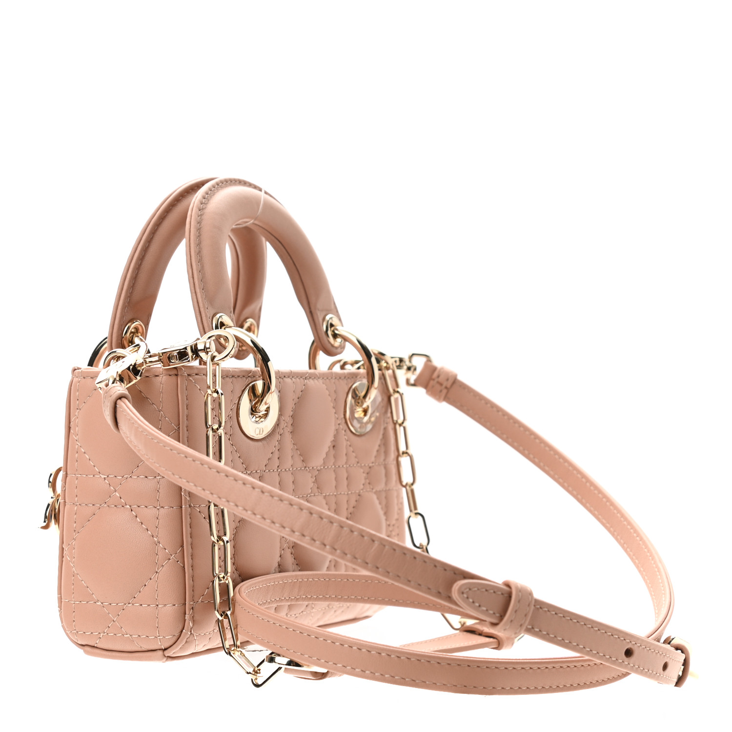 CHRISTIAN DIOR Lambskin Cannage Micro Lady D-Joy Beige