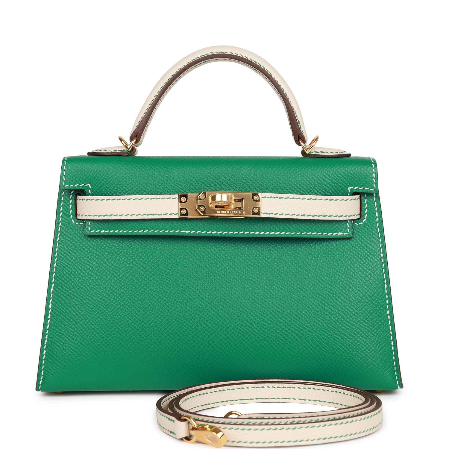 Hermès Special Order (HSS) Kelly Sellier 20 Vert Jade and Craie Epsom Gold Hardware