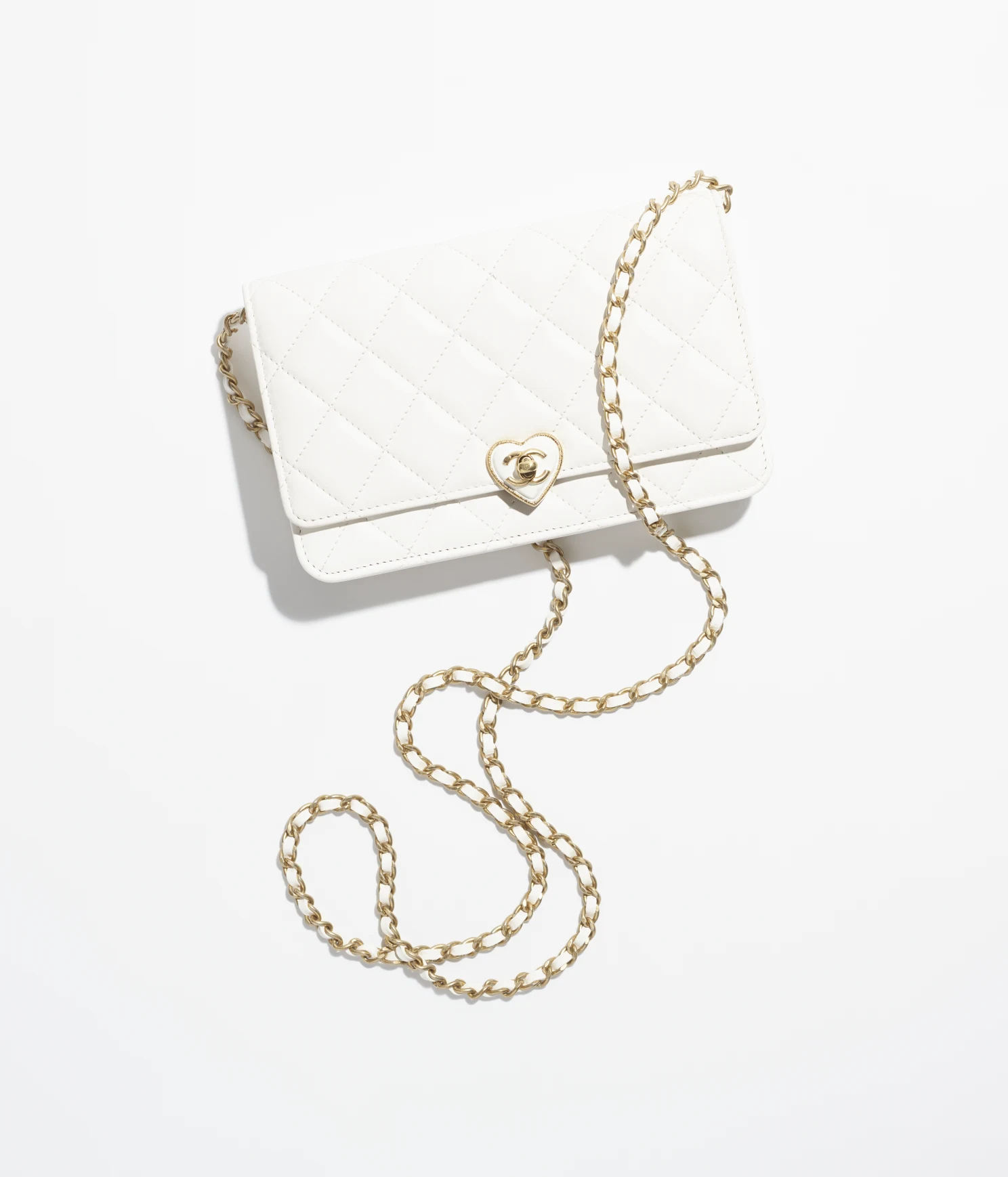 WALLET ON CHAIN Lambskin Resin & Gold-Tone Metal White