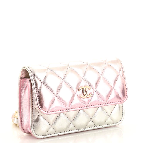 Chanel Coco Punk Chain Clutch Quilted Gradient Metallic Lambskin