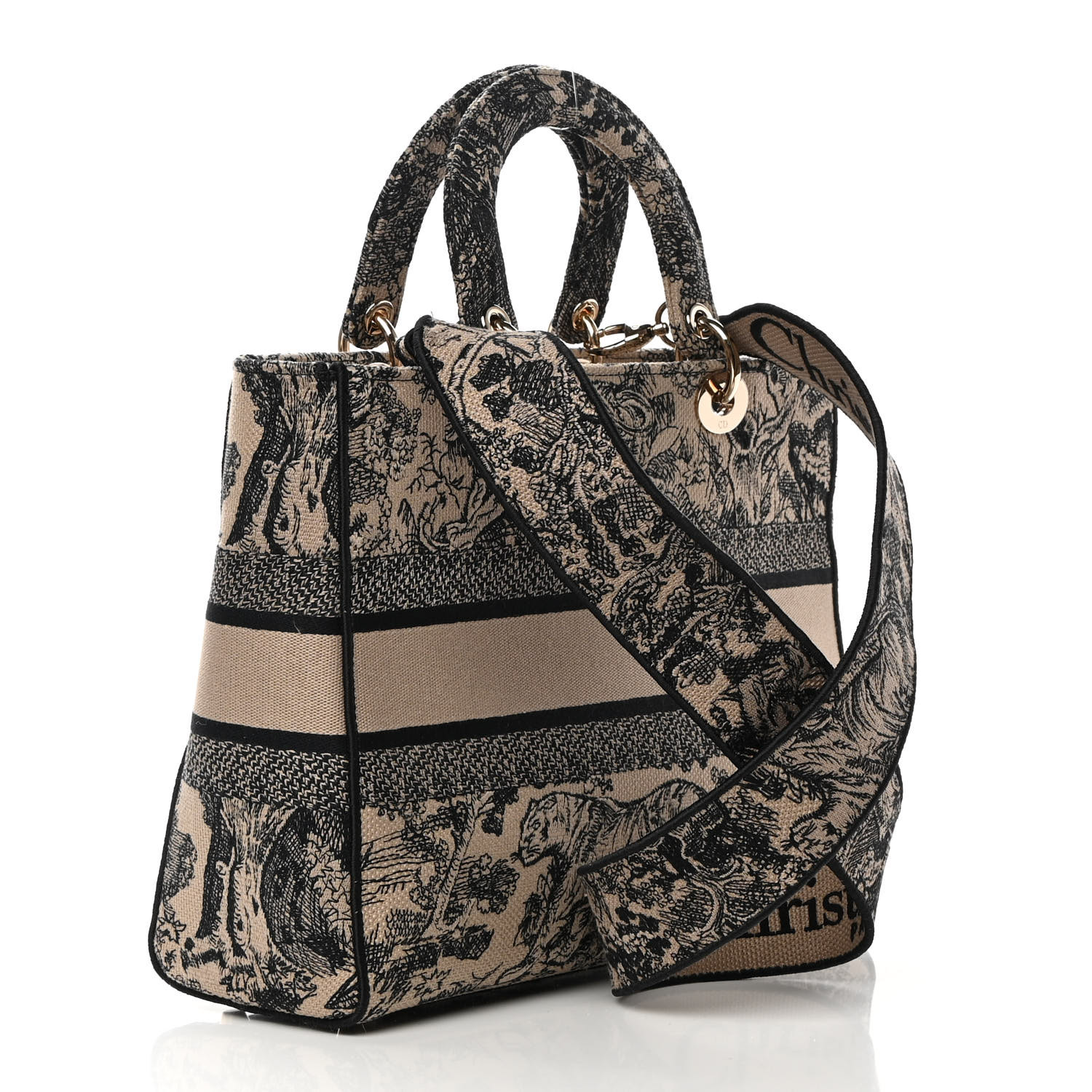 CHRISTIAN DIOR Toile de Jouy Embroidered Medium Lady D-Lite Blue