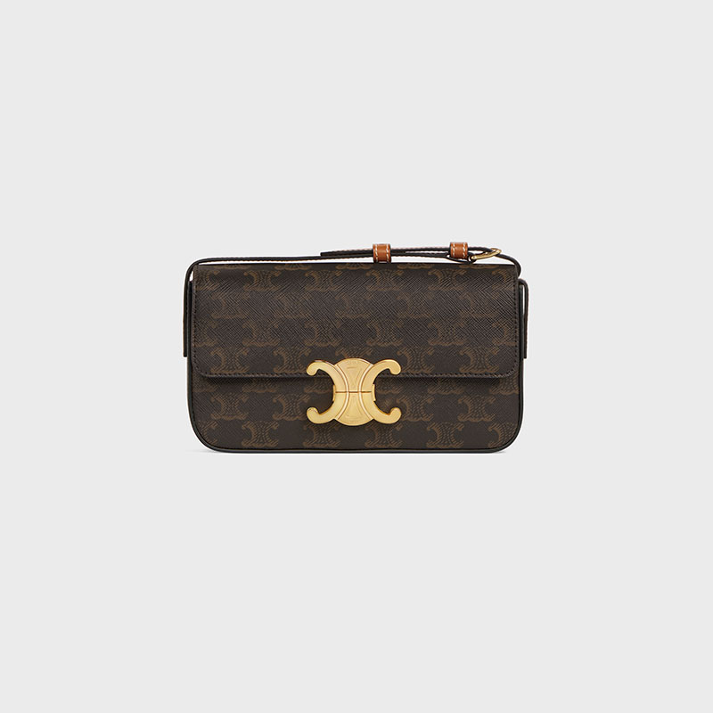 TRIOMPHE SHOULDER BAG IN TRIOMPHE CANVAS AND CALFSKIN