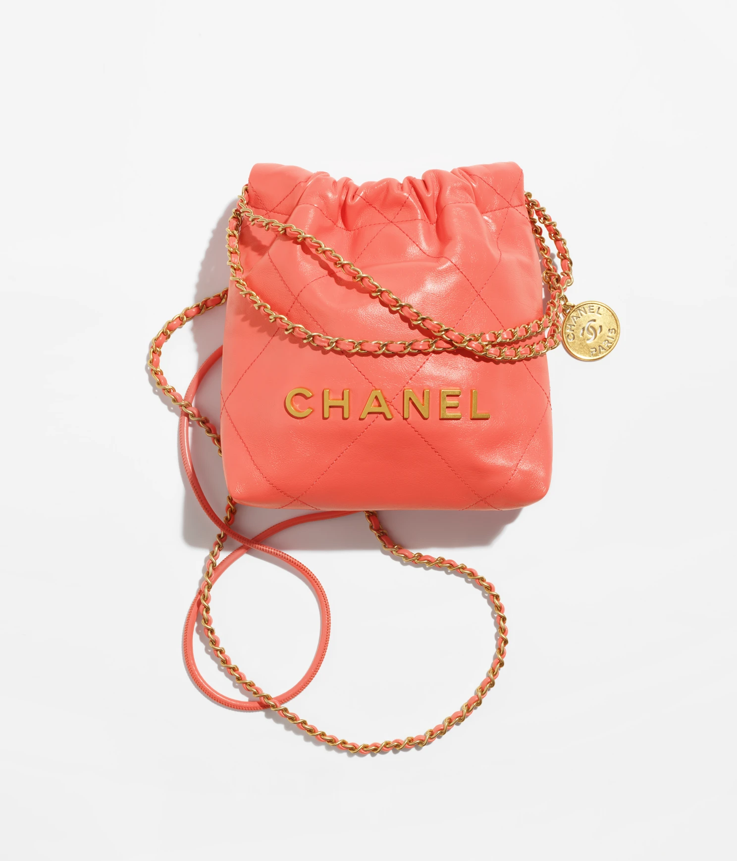 CHANEL 22 MINI HANDBAG Shiny Calfskin & Gold-Tone Metal