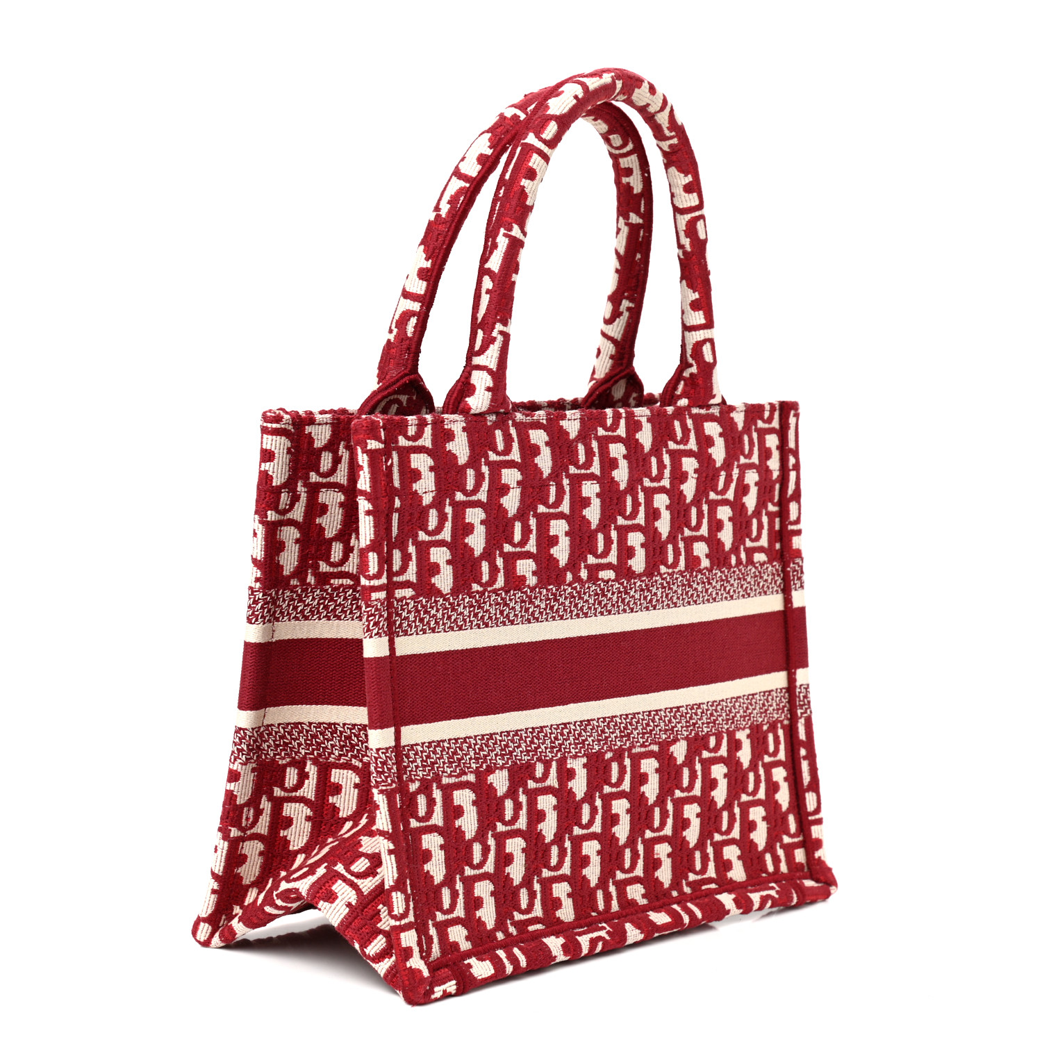 CHRISTIAN DIOR Oblique Small Book Tote Burgundy Multicolor