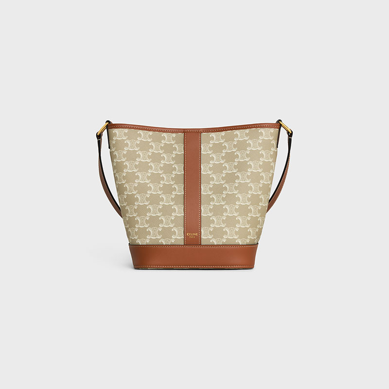 SMALL BUCKET CUIR TRIOMPHE IN TRIOMPHE CANVAS AND CALFSKIN