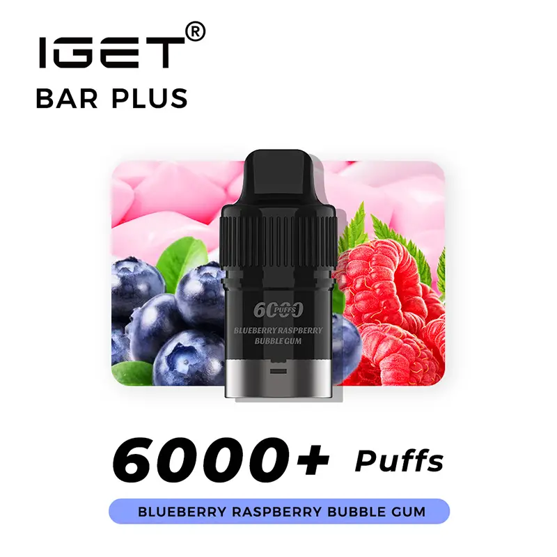 IGET Bar Plus Pod 6000 Puffs -Blueberry Raspberry Bubble Gum - VAPESAU