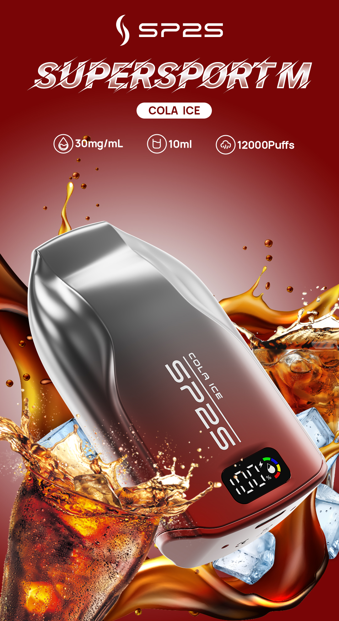 SP2S SUPERSPORT M 12000 Puffs (Digital display Rechargeable) - Passion fruit - VAPESAU