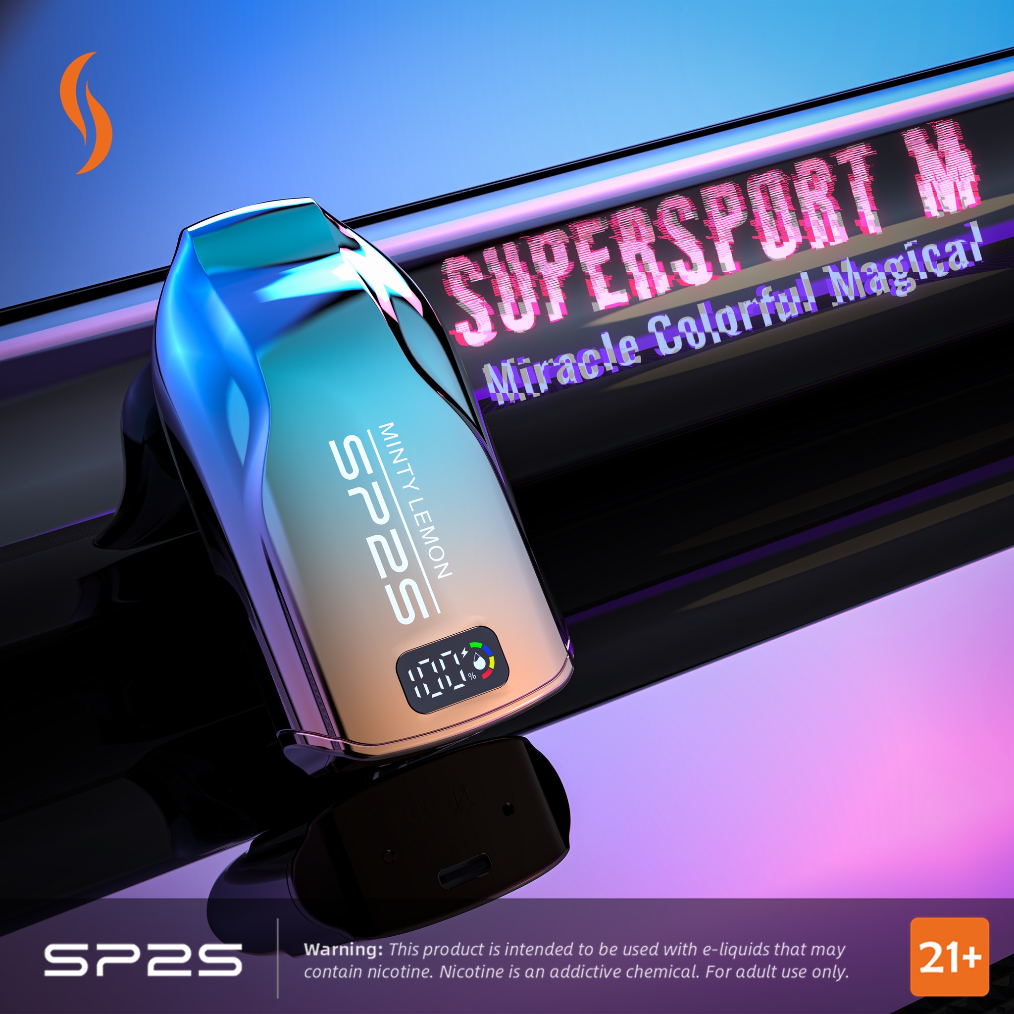 SP2S SUPERSPORT M 12000 Puffs (Digital display Rechargeable) - Passion fruit - VAPESAU