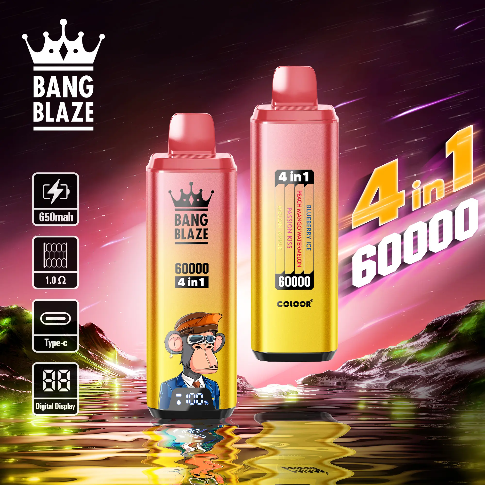 Bang Blaze 60000 Puffs 60k 4 in 1 Smart Screen Disposable Vape Wholesale - VAPESAU