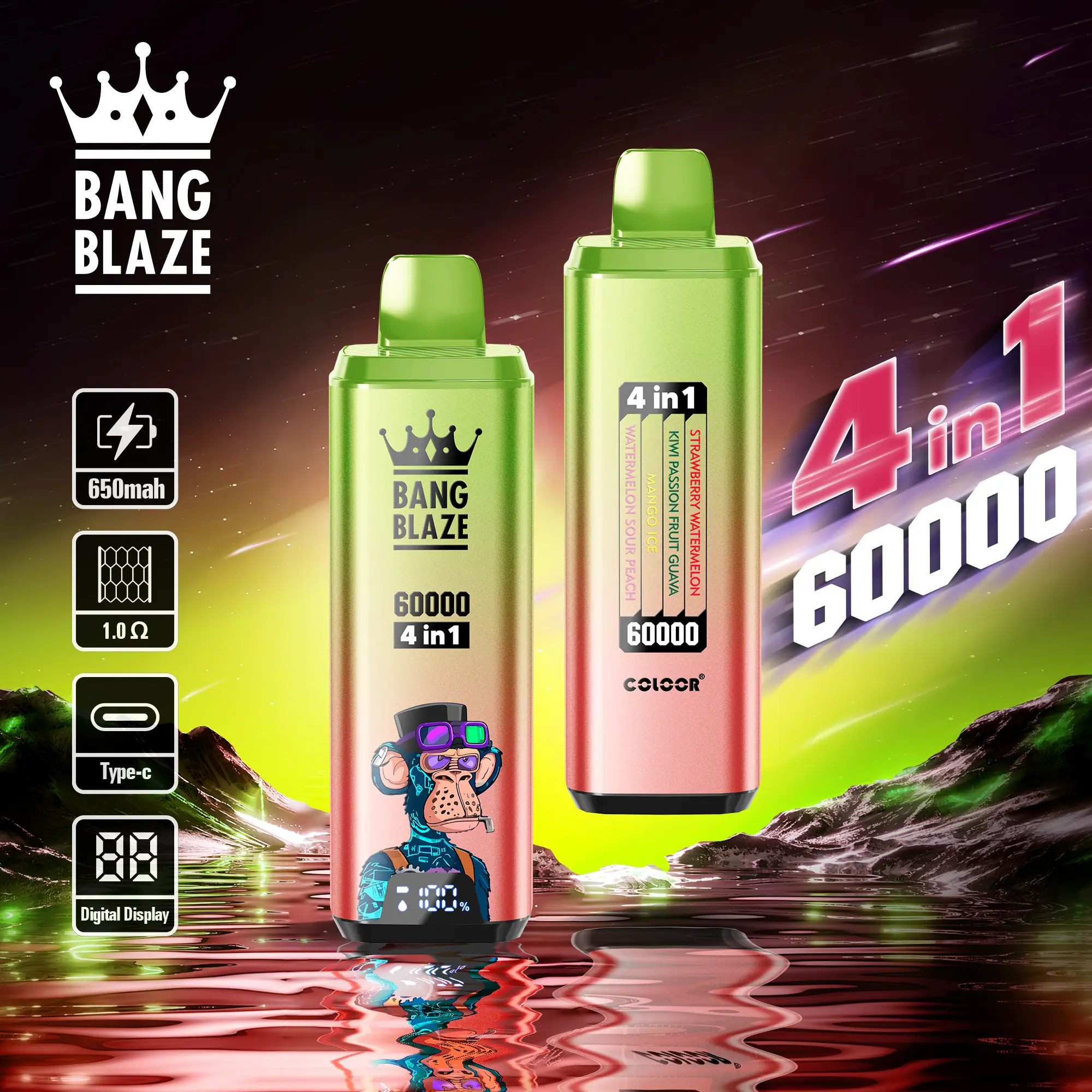 Bang Blaze 60000 Puffs 60k 4 in 1 Smart Screen Disposable Vape Wholesale - VAPESAU