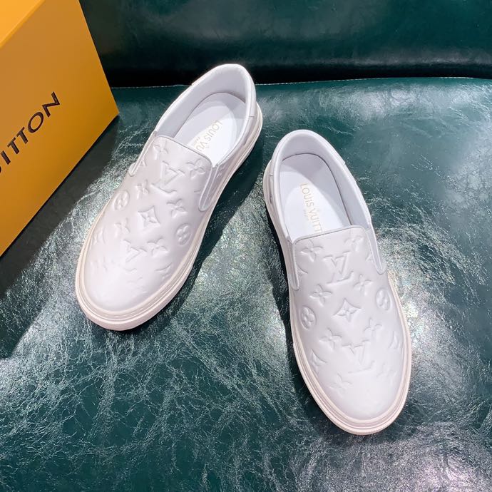 Louis Vuitton Unisex Beverly Hills Slip-On Sneaker White Monogram Embossed Calf Leather