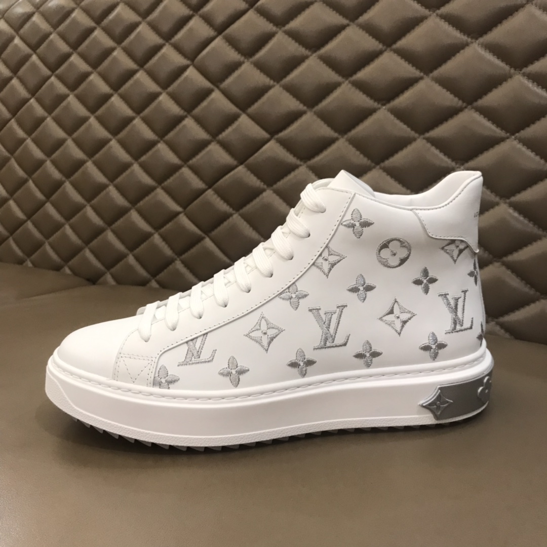 Louis Vuitton Time Out High-top Debossed Monogram Leather White Silver