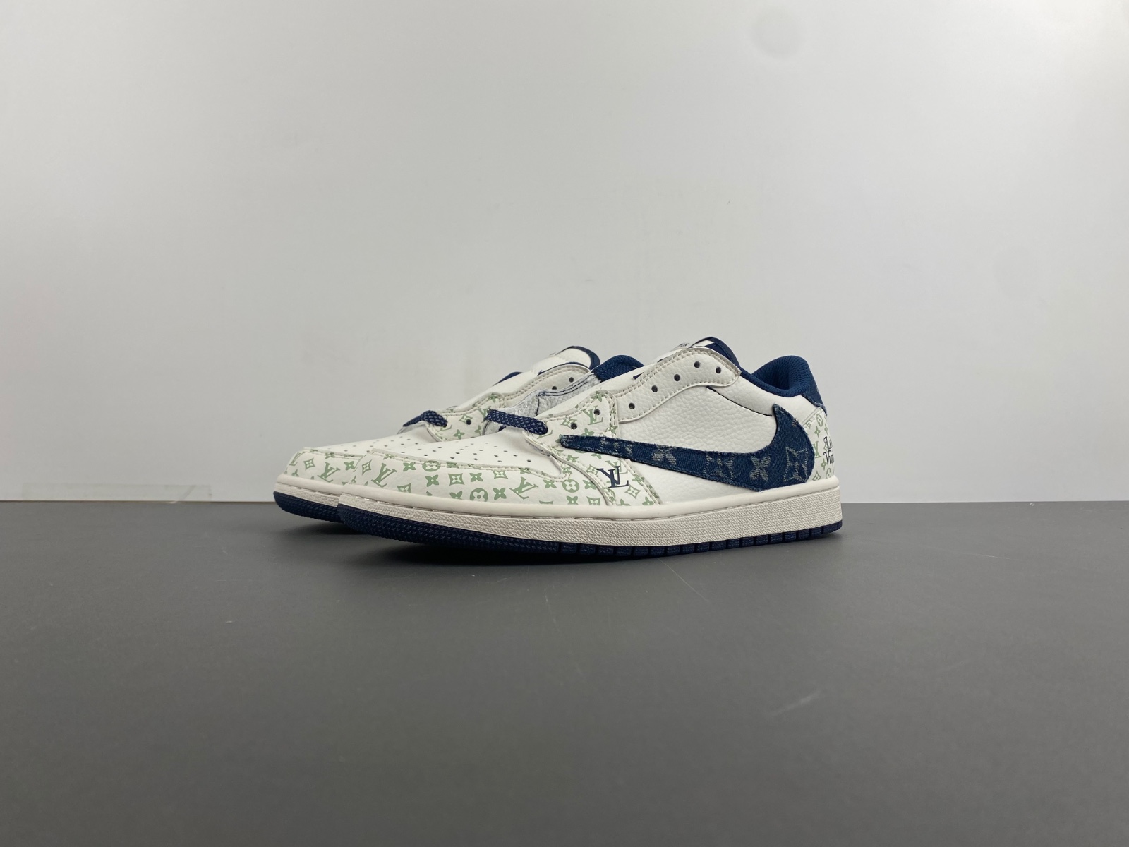 Travis Scott x Fragment Design x Air Jordan 1 Low OG White Navy Green SJ2968-004