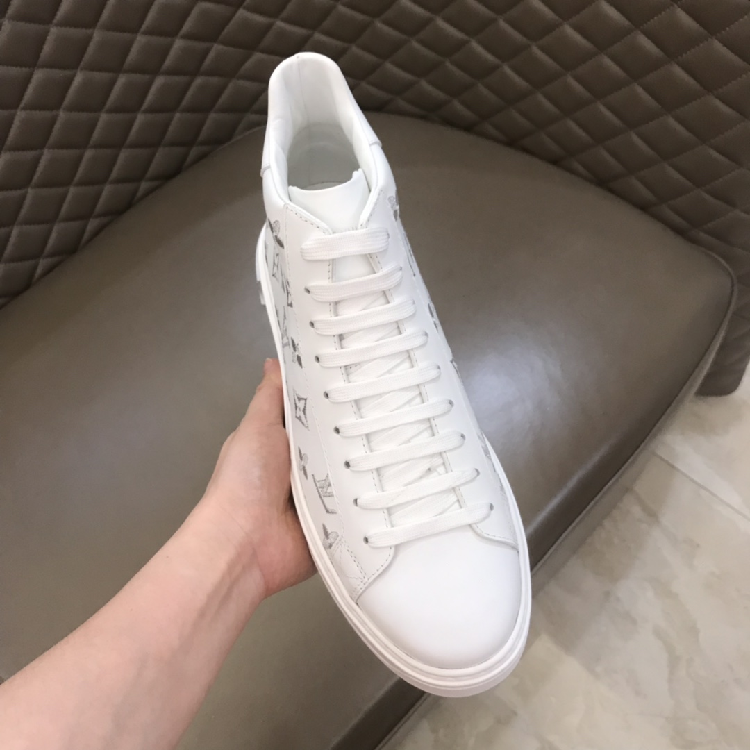 Louis Vuitton Time Out High-top Debossed Monogram Leather White Silver