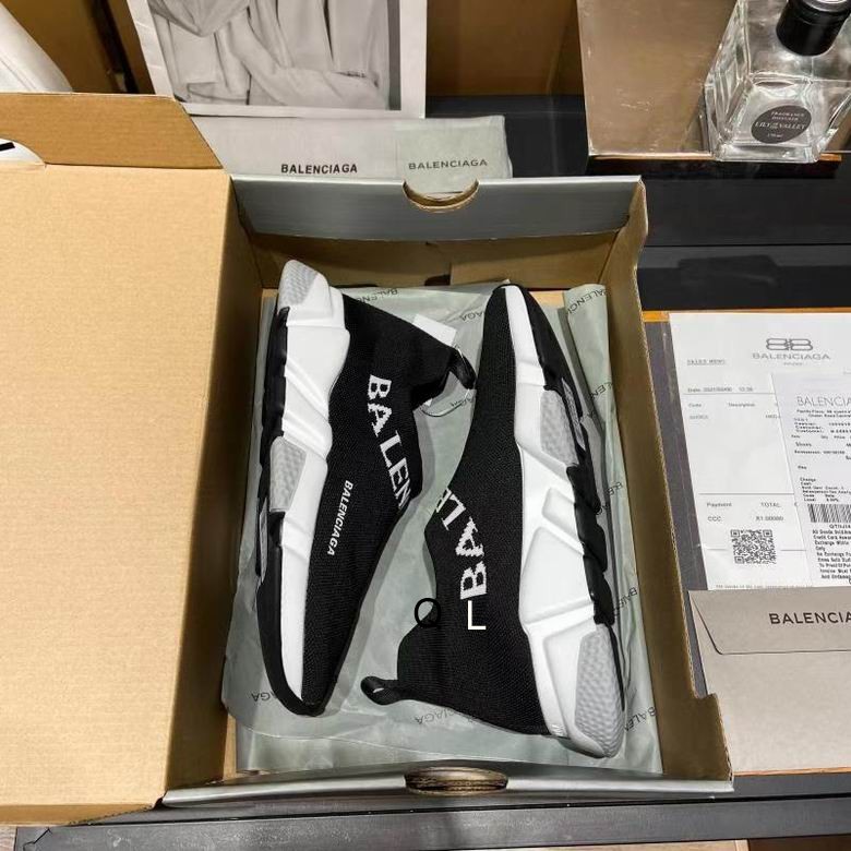Balenciaga Speed Lace Up Black White