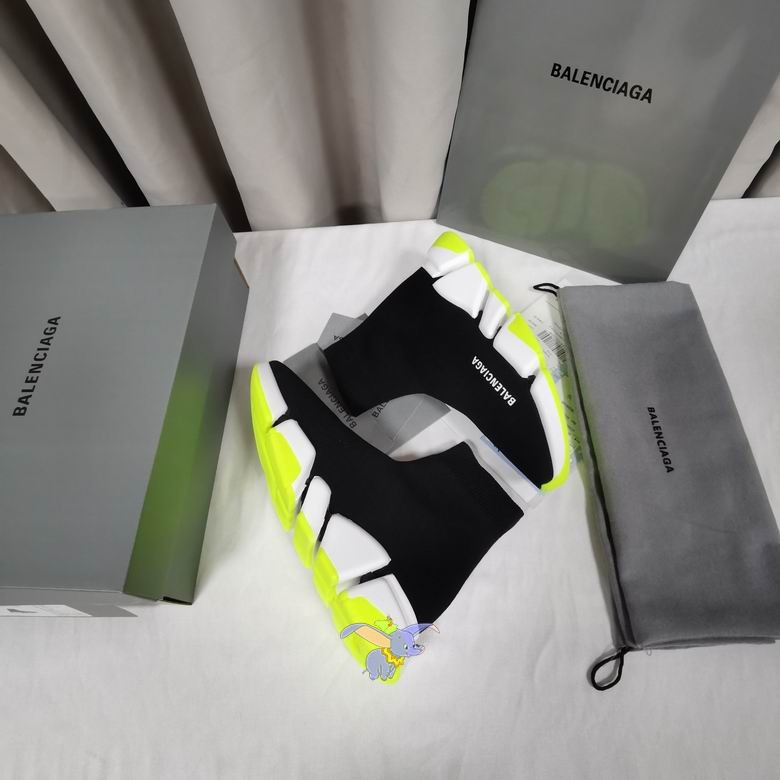 Balenciaga Speed Trainer Black White Neon 2019